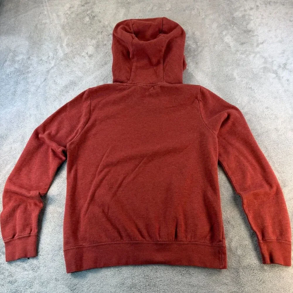 Nike Club Fleece Hoodie Womens Small Red Heather Pullover Sweatshirt Swoosh